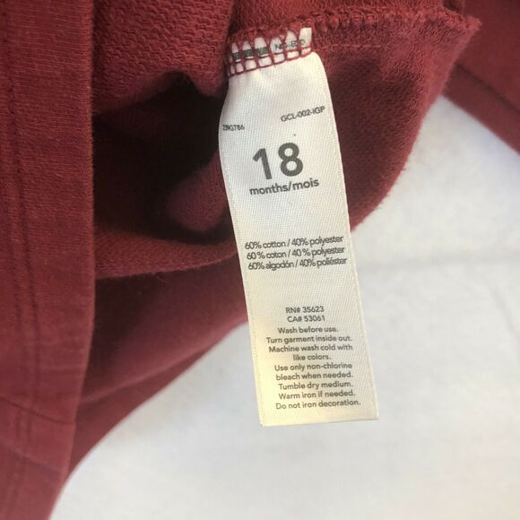 Carter’s Girl's Ruffle Front Pullover Sweatshirt, Burgundy Red, 18 Months - Picture 2 of 5